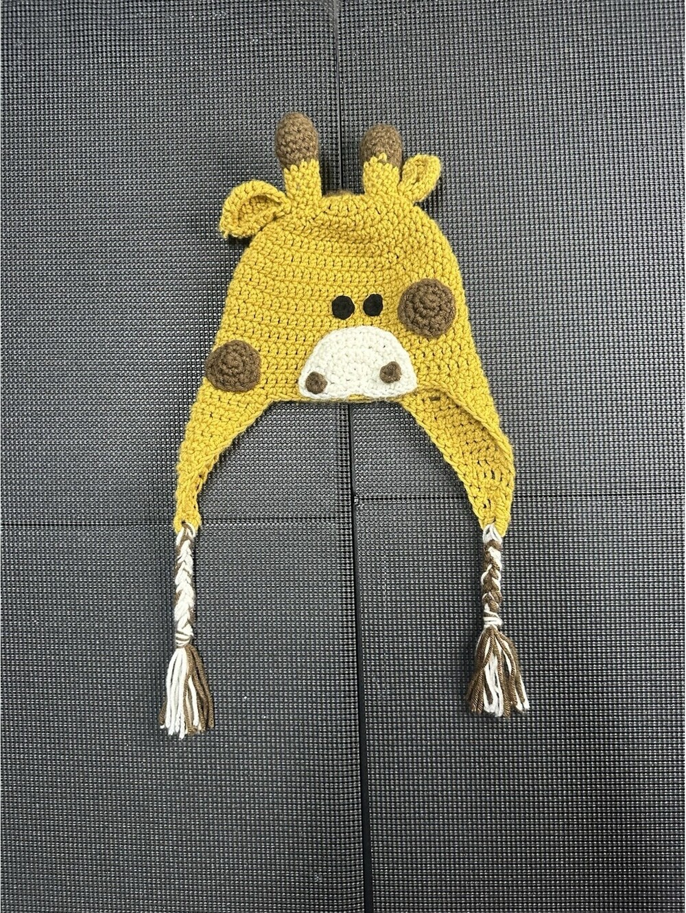 Handmade Crochet Giraffe Hat Animal Earflap Beanie Tassels-One Of A Kind